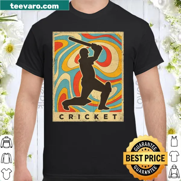 Vintage cricket sport poster design on a shirt