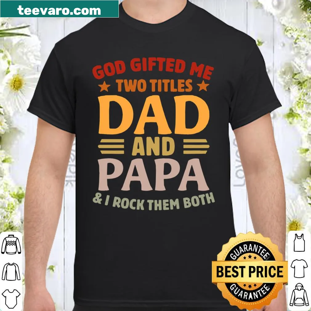 Funny Dad and Papa titles shirt with playful typography