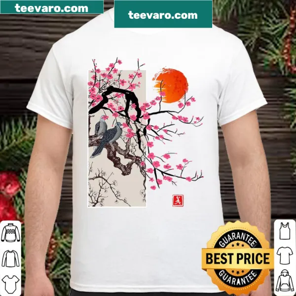 Vintage cherry blossom scenery graphic shirt