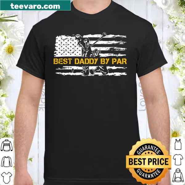 Golfer silhouette with American flag and 'Best Daddy By Par' text.