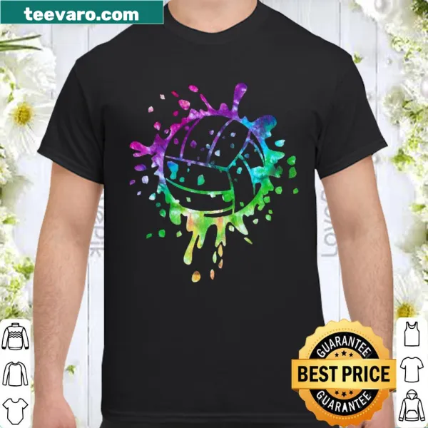 Tie dye volleyball themed shirt with distressed design