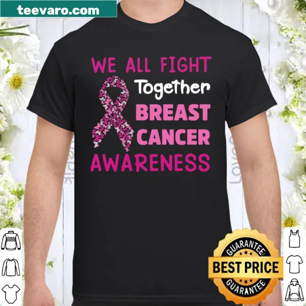 Butterfly graphic shirt promoting breast cancer awareness with a pink ribbon