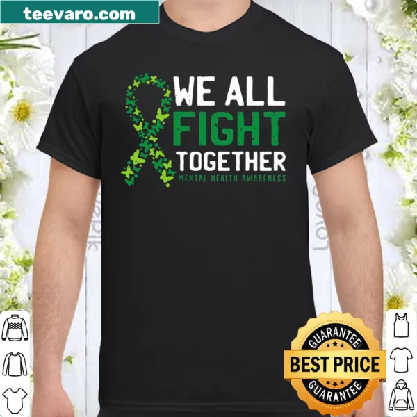 Vintage green ribbon design for mental health awareness on t-shirt
