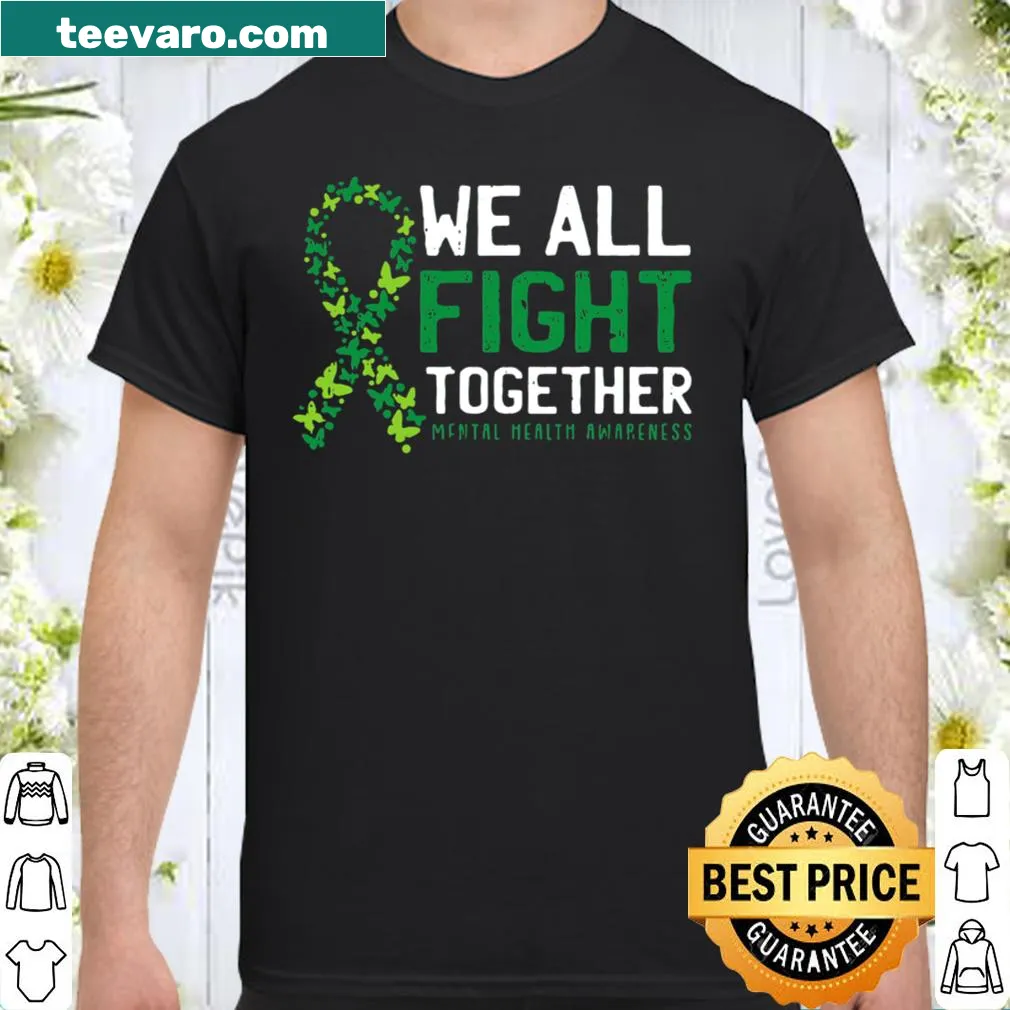 Vintage green ribbon design for mental health awareness on t-shirt