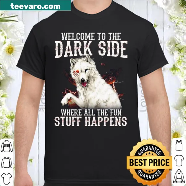Playful text t-shirt about the dark side and fun.