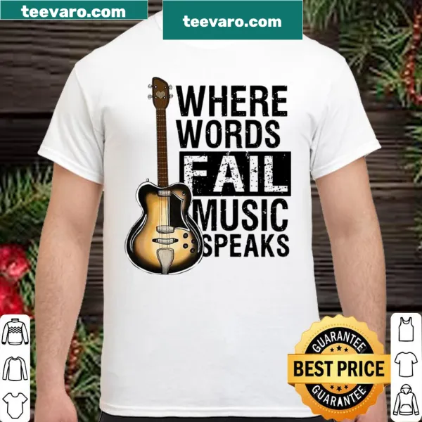 Thoughtful shirt with a phrase about music and expression