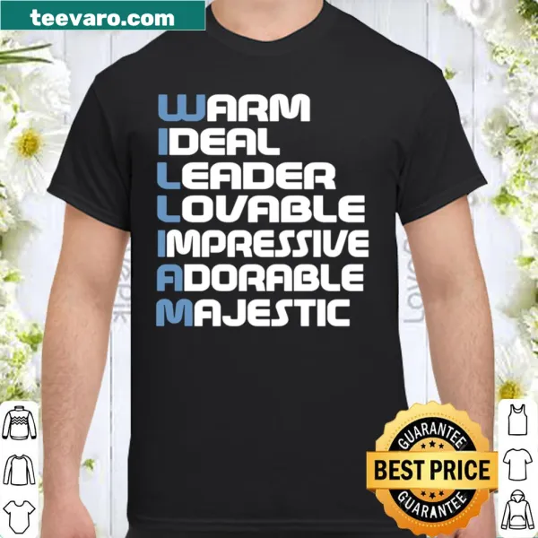 Personalized shirt with the name William in playful letters.