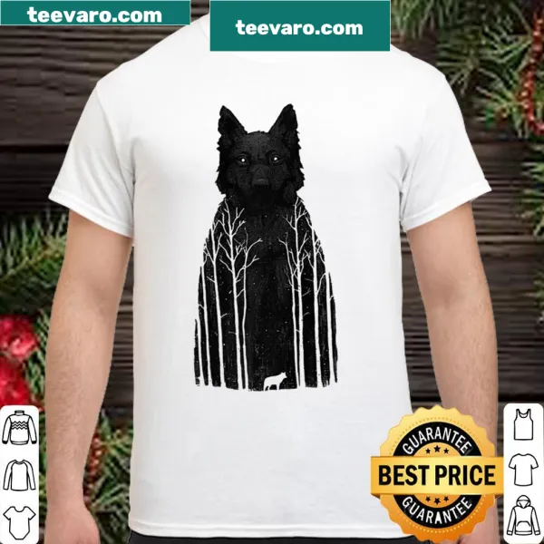 Vintage-style shirt featuring a beautifully illustrated wolf spirit