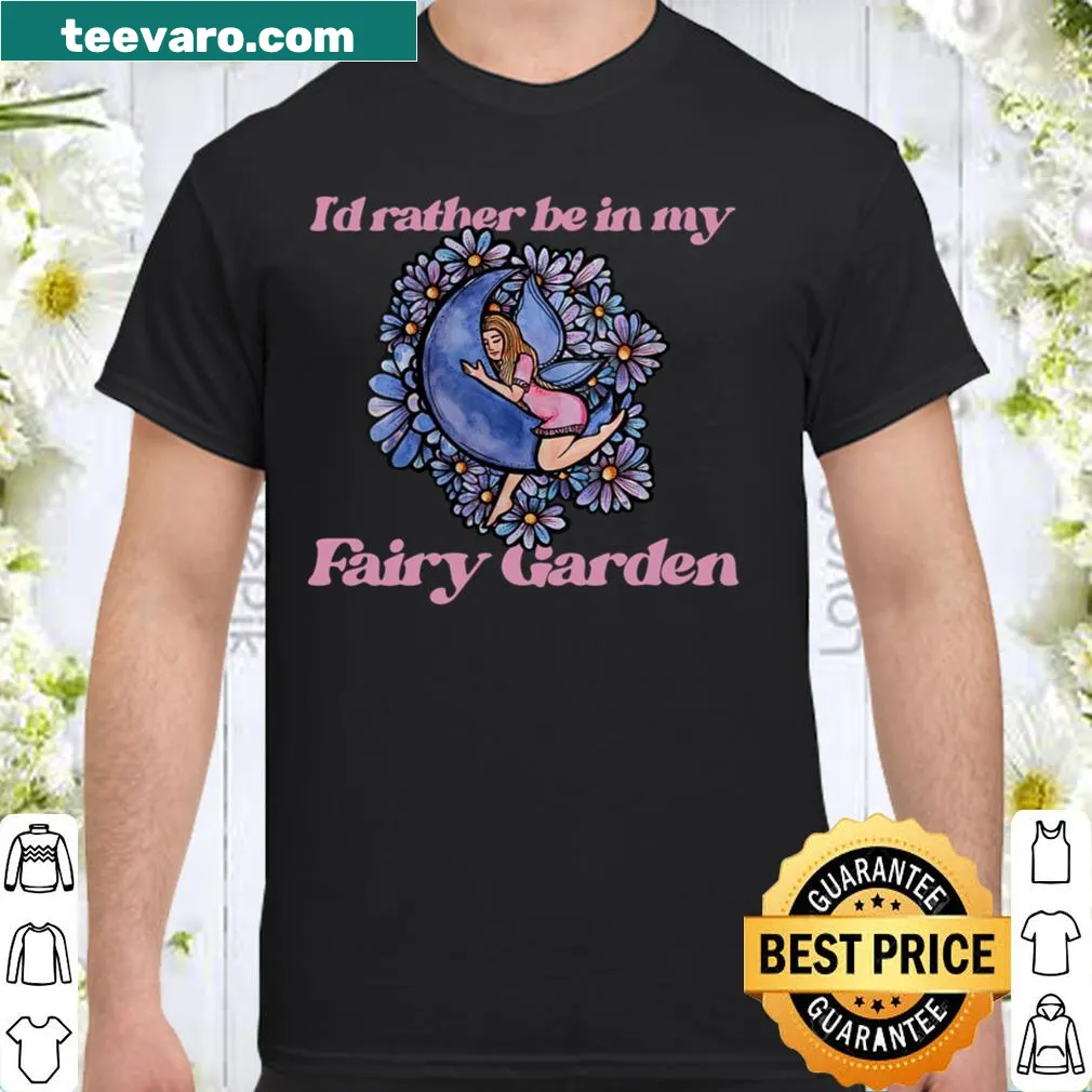 Whimsical fairy-themed T-shirt for women featuring garden artwork