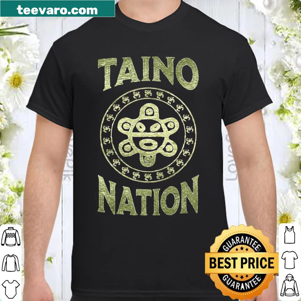 Shirt featuring Taino Coqui sun design, celebrating Puerto Rican heritage