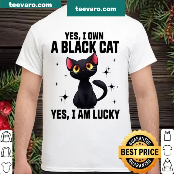 Shirt with text celebrating black cats and their lucky charm