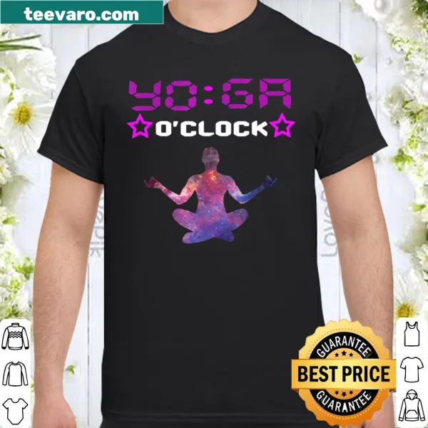 Calming yoga-themed shirt with a meditation illustration