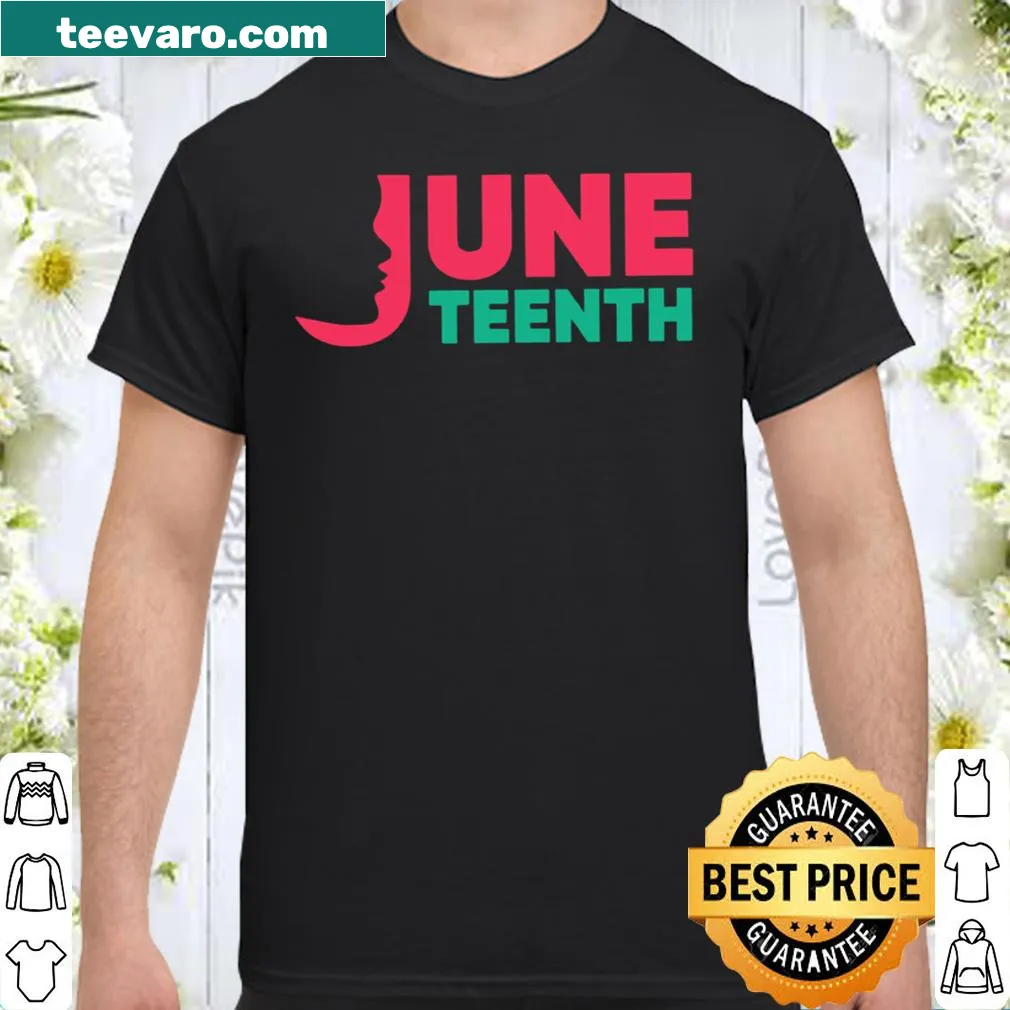 Shirt celebrating Juneteenth with bold text.