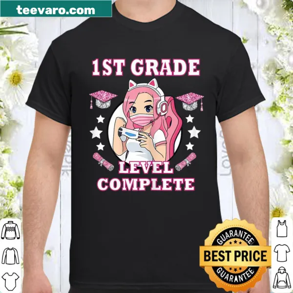 Anime girl graduation shirt for 1st grade with gaming theme