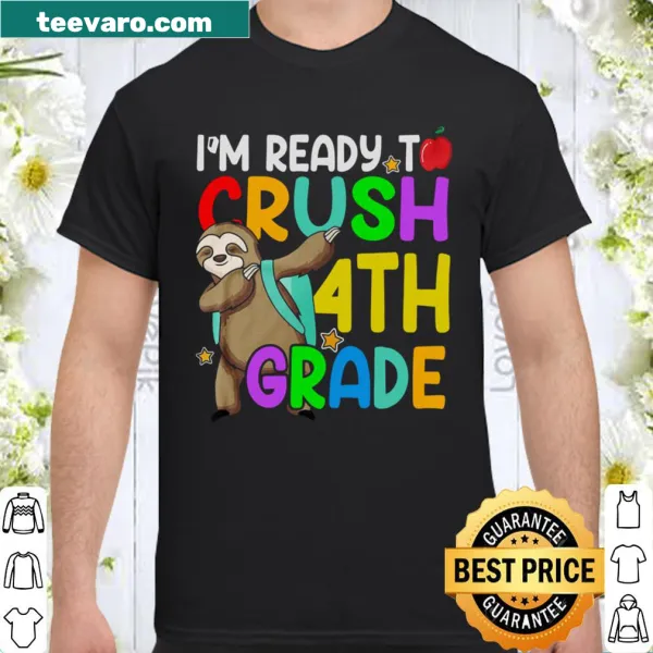 Cartoon sloth dabbing on a back to school shirt for kids.