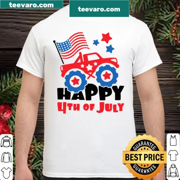 Toddler shirt featuring a monster truck design for 4th of July