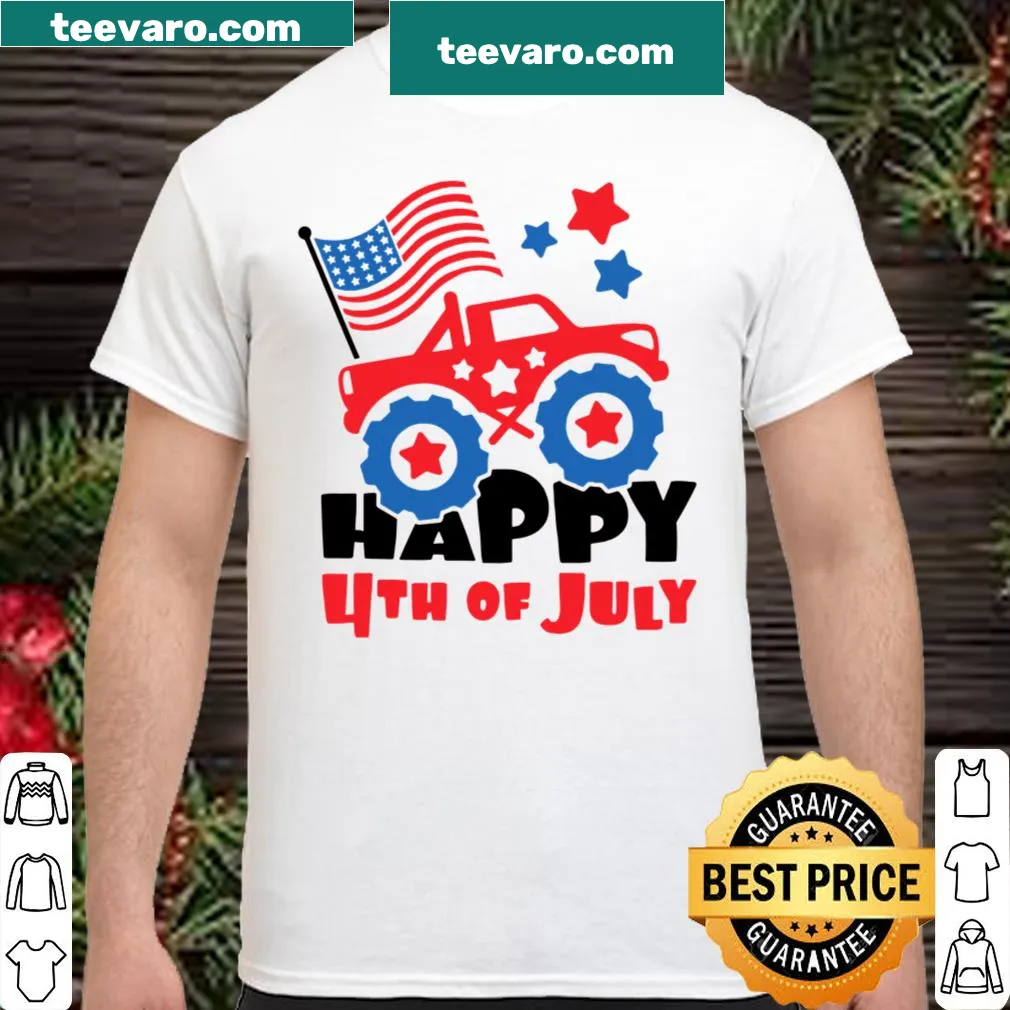 Toddler shirt featuring a monster truck design for 4th of July