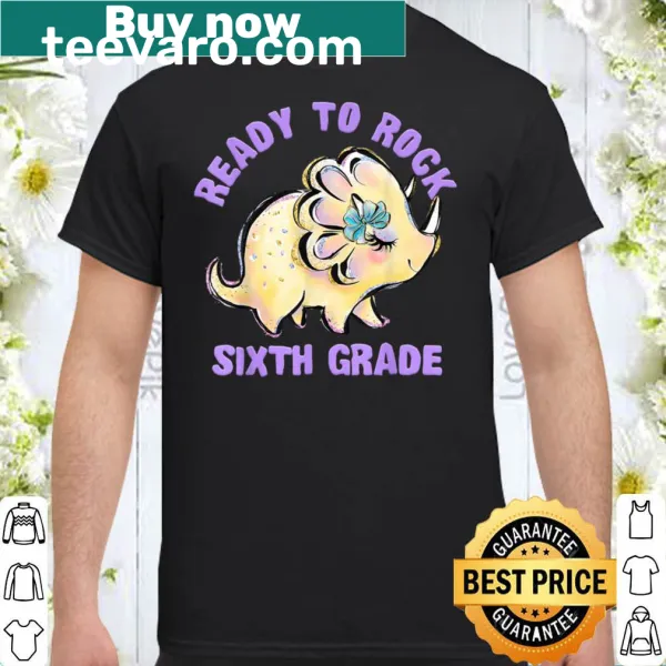 Fun dinosaur-themed shirt for kids celebrating sixth grade with playful graphics
