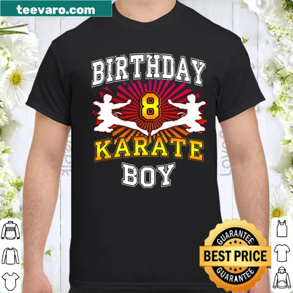 Karate-themed shirt for 8th birthday boys with playful illustration