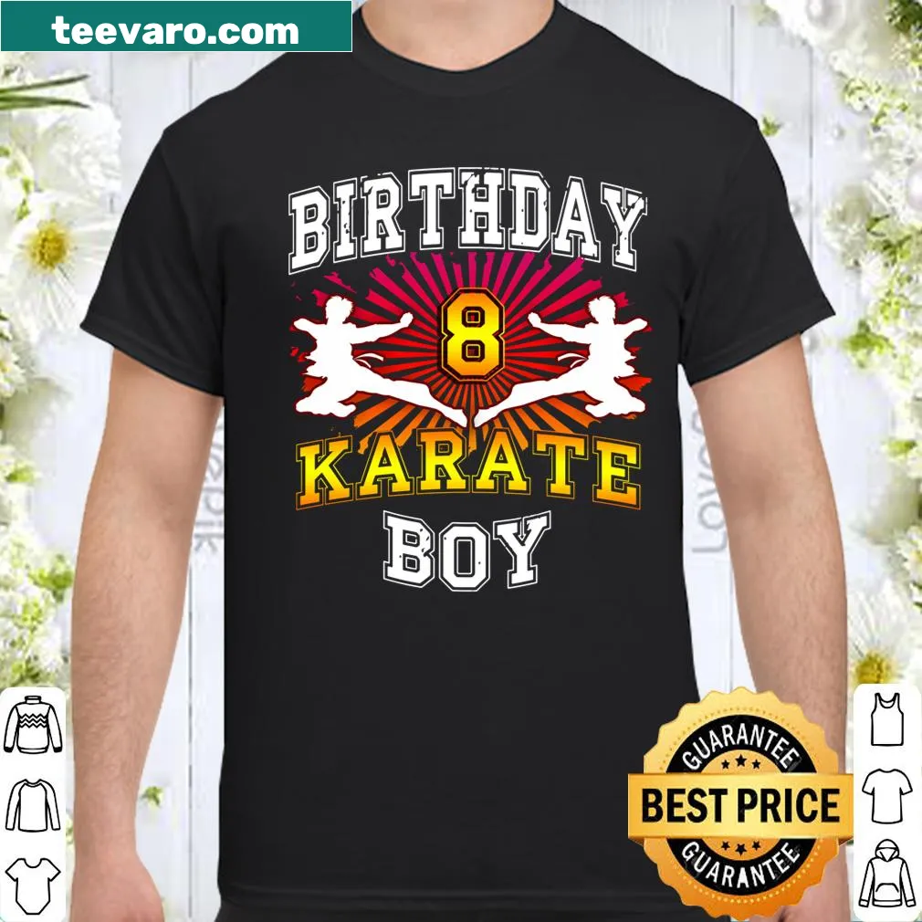 Karate-themed shirt for 8th birthday boys with playful illustration
