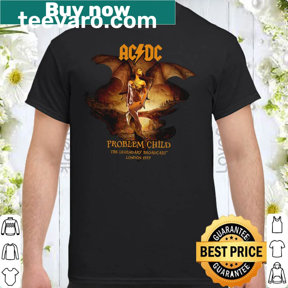 Rock and roll shirt with ACDC Problem Child text