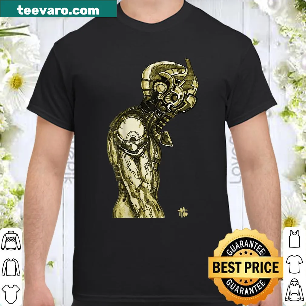 Whimsical alien robot illustration on a playful shirt