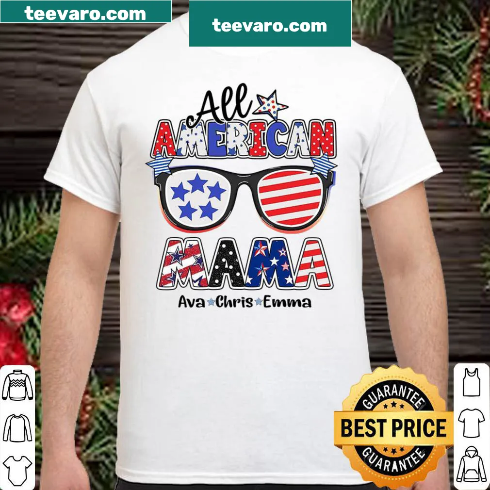 Patriotic 4th of July shirt for moms featuring sunglasses design