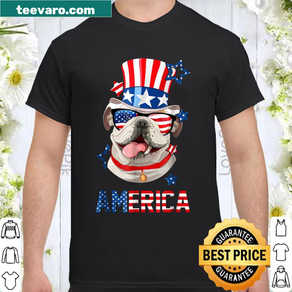Patriotic shirt featuring an English Bulldog design for dog owners