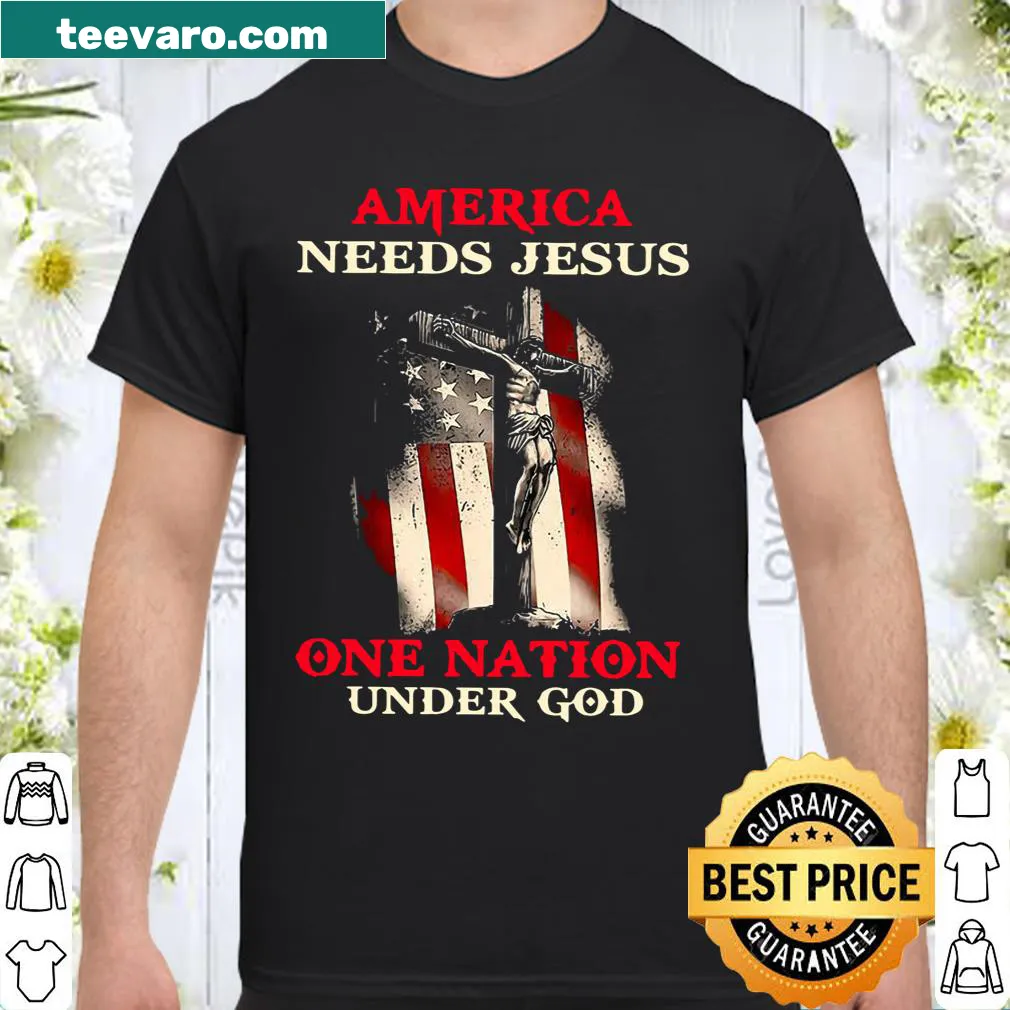 Shirt with the phrase 'America Needs Jesus' for faith and patriotism