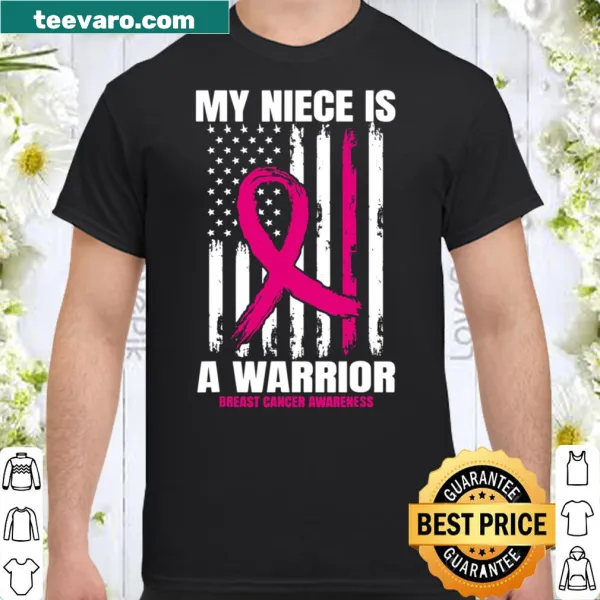 American flag with pink breast cancer awareness ribbons graphic t-shirt