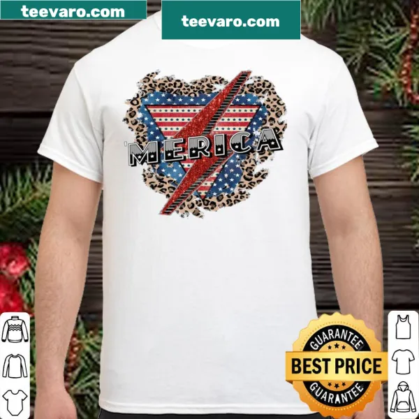 Vintage-style patriotic T-shirt with a lightning bolt graphic.
