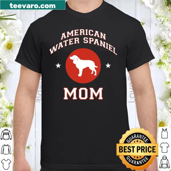 American Water Spaniel Mom shirt with playful dog graphic