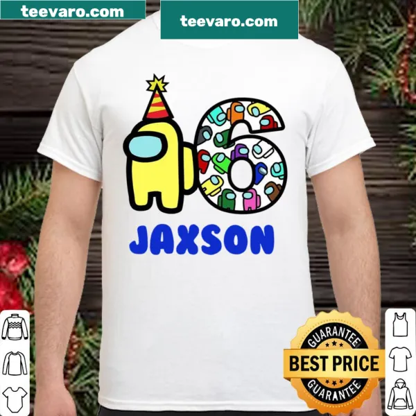 Personalized Among Us birthday shirt with fun graphics for kids.