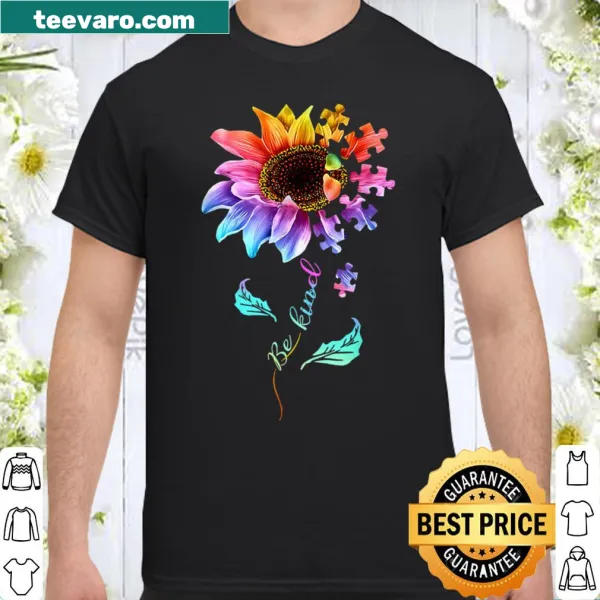 Shirt with 'Be Kind' message and autism flower design