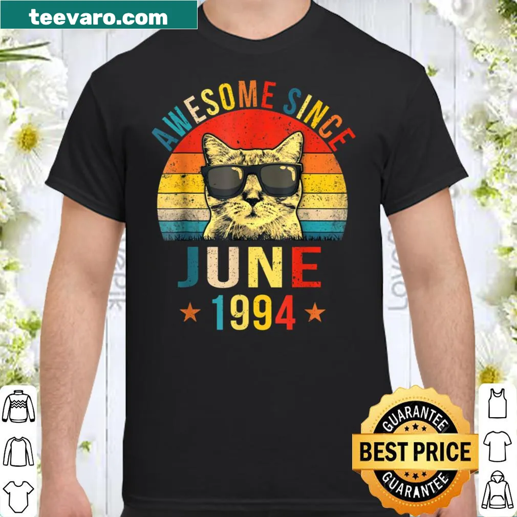 Birthday shirt for cat lovers, awesome since June 1994