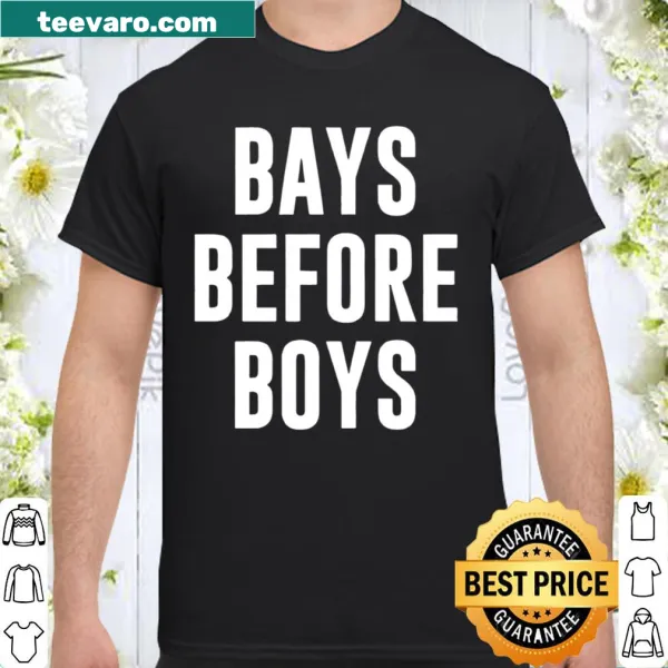 Playful horse-themed shirt with 'Bays Before Boys' slogan