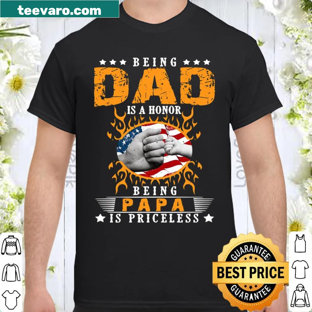 Father's Day shirt with fist bump and American flag