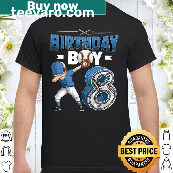 Birthday shirt for an 8-year-old featuring dabbing baseball graphic