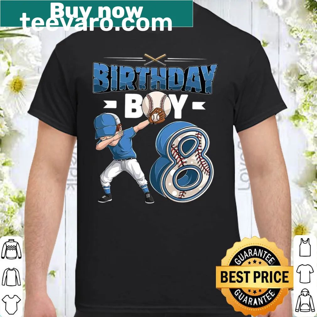 Birthday shirt for an 8-year-old featuring dabbing baseball graphic