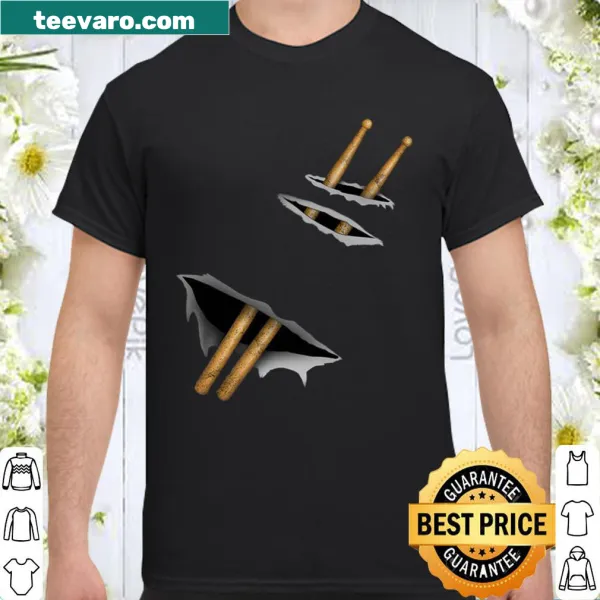 Graphic featuring a humorous drumstick design on a classic t-shirt