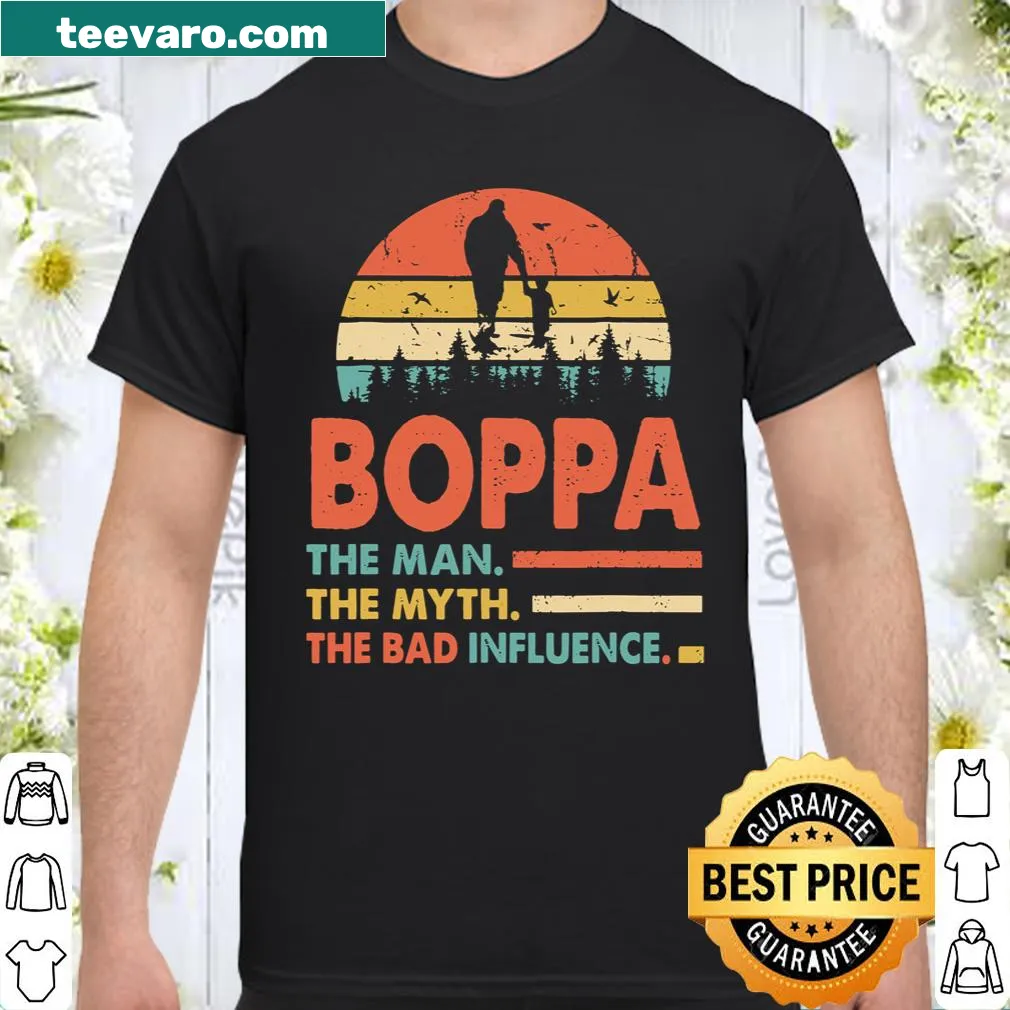 Funny tee with 'The Man The Myth The Bad Influence' text for grandfathers