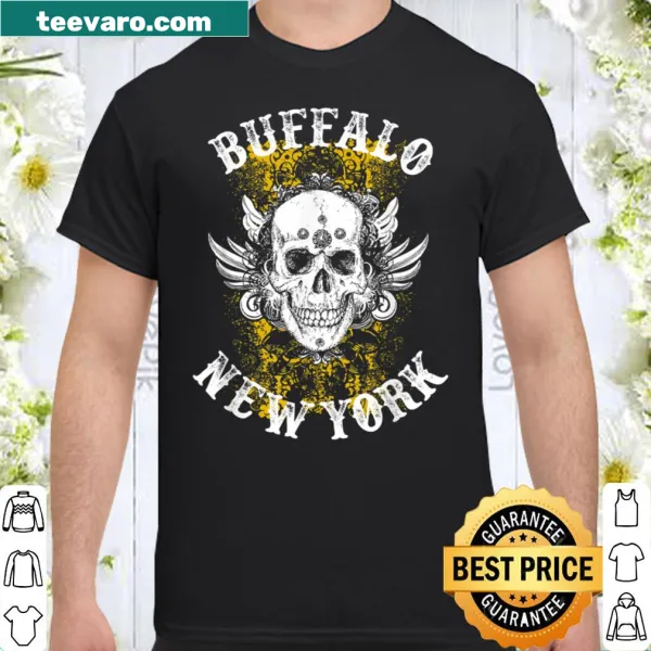 Biker style T-shirt featuring a skull graphic and distressed print