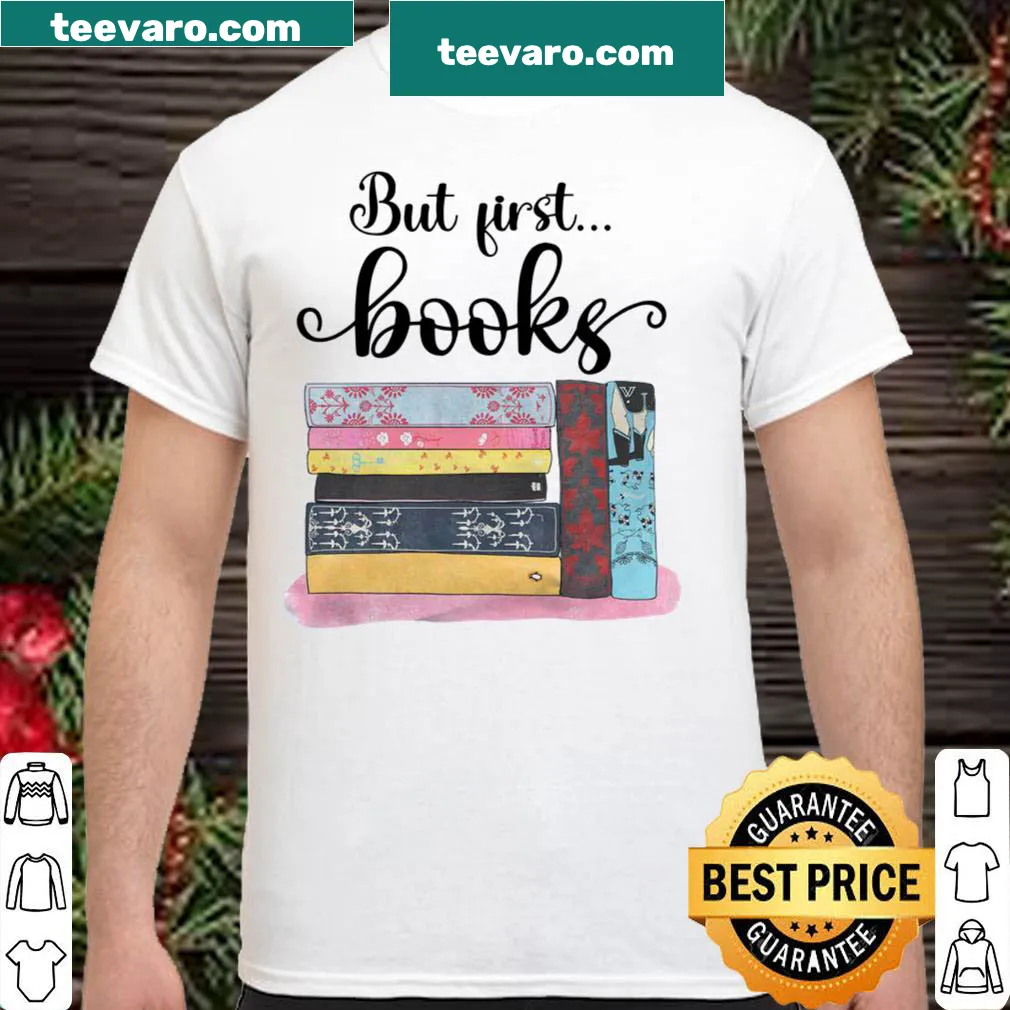 Charming shirt prioritizing books with playful text