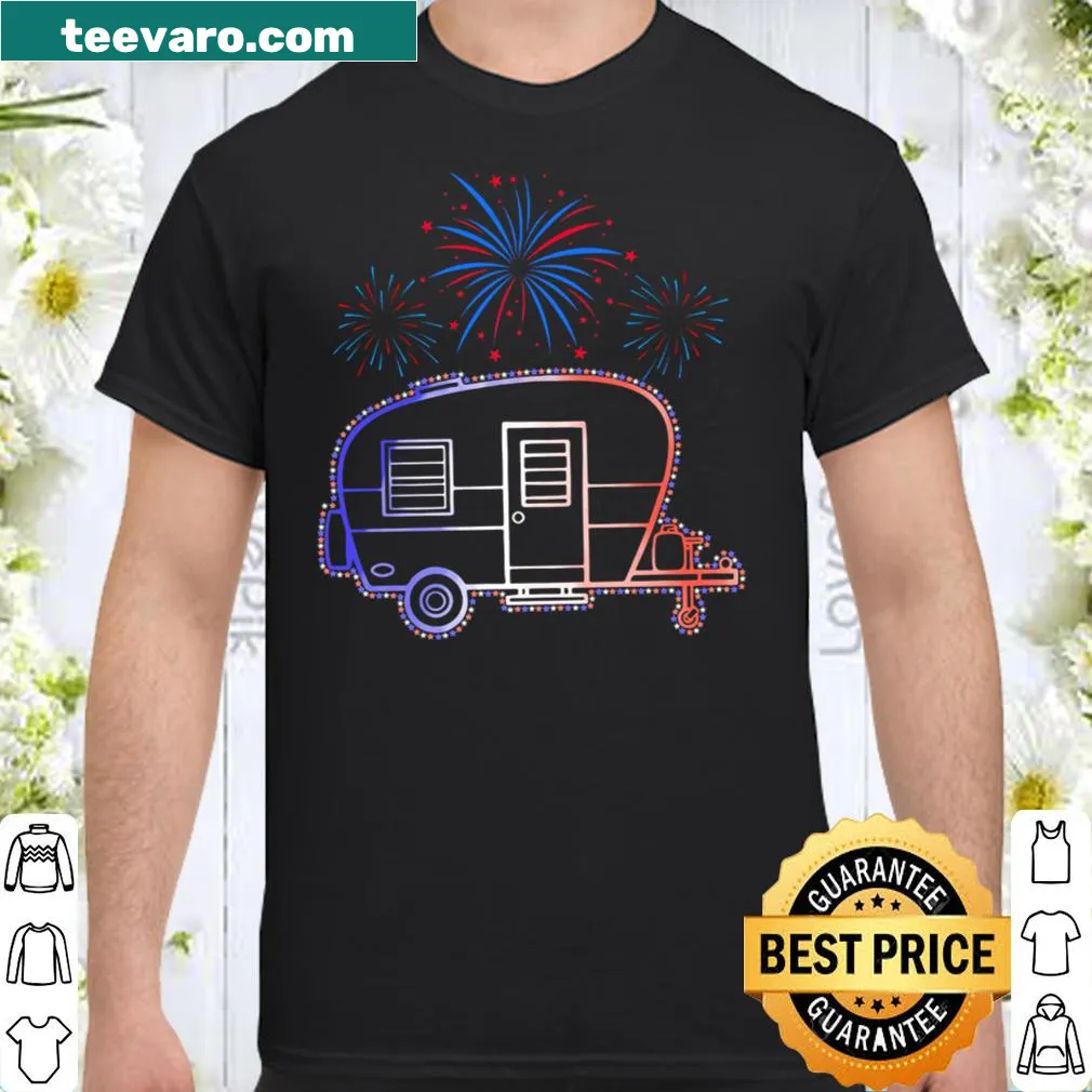Shirt celebrating camping and Independence Day themes