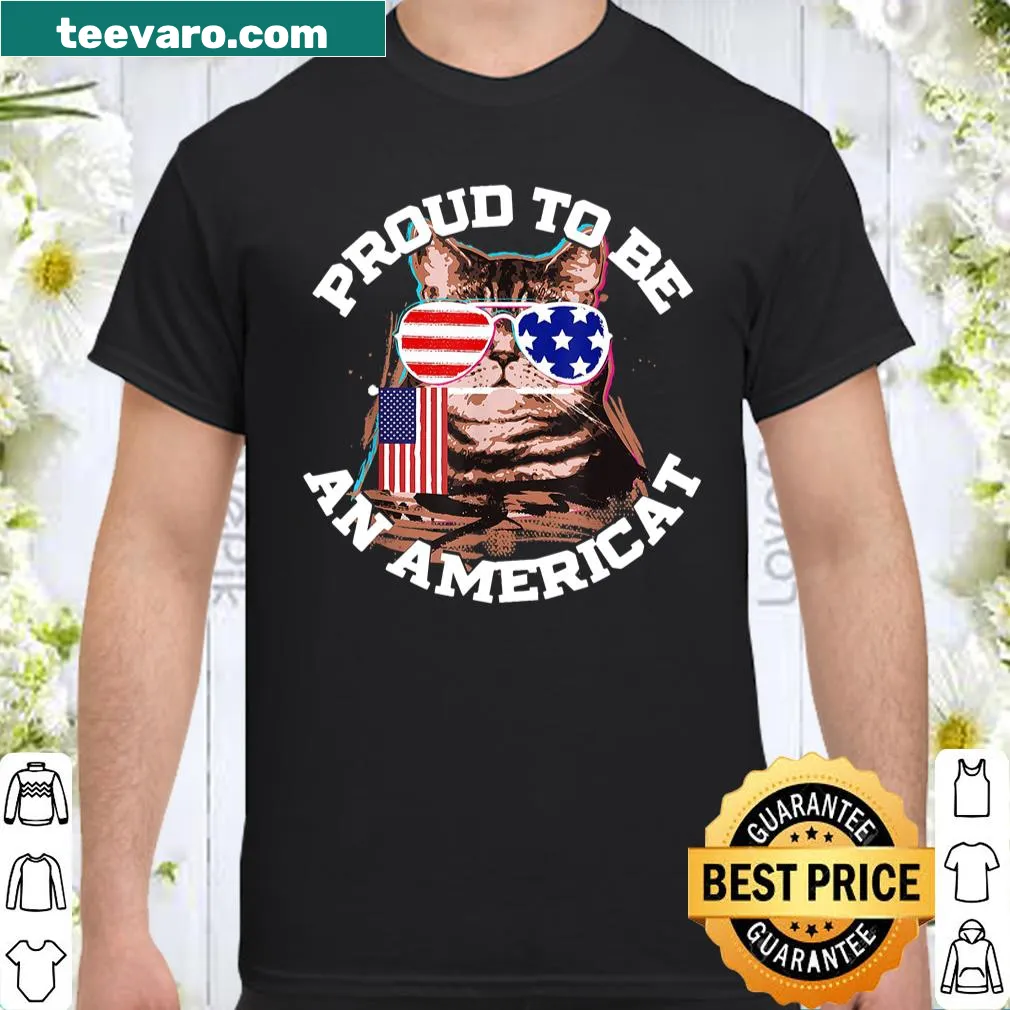 Whimsical design of sunglasses with US flag and cat theme