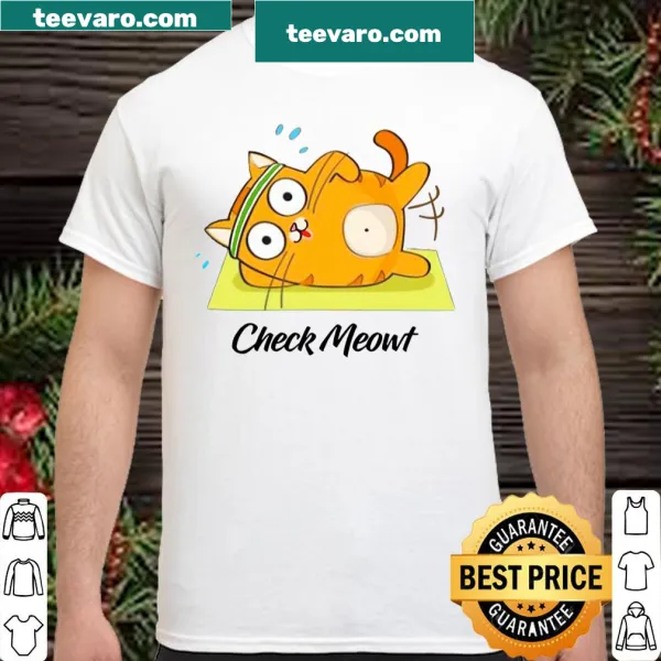Fitness-themed shirt with cat graphic and playful text