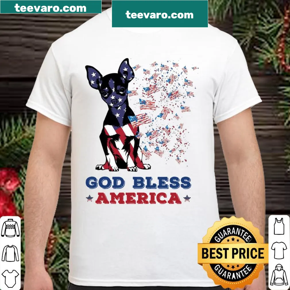 Graphic shirt featuring a Chihuahua and the phrase God Bless America.