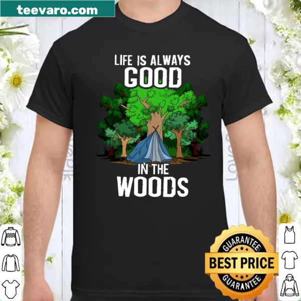 Funny camping shirt with playful illustration about outdoor life