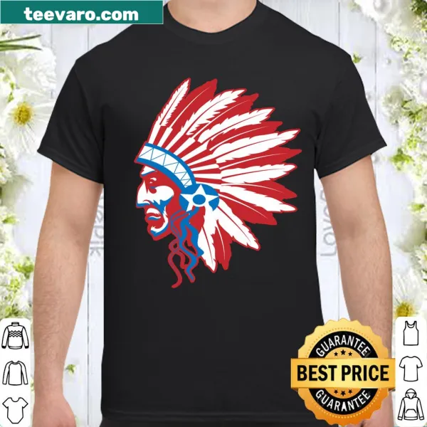 Graphic featuring a funny design with US flag and Native American elements.