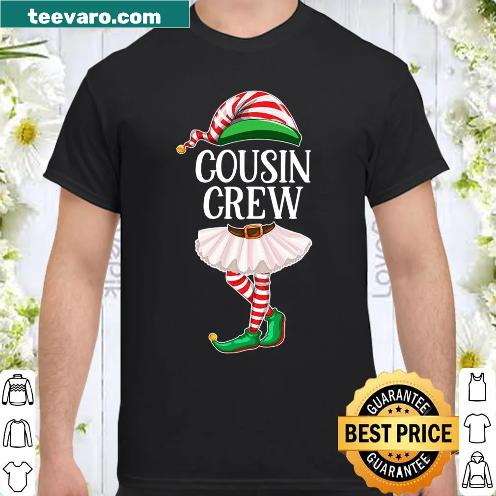 Festive shirt with 'Cousin Crew' and elf graphics for Christmas